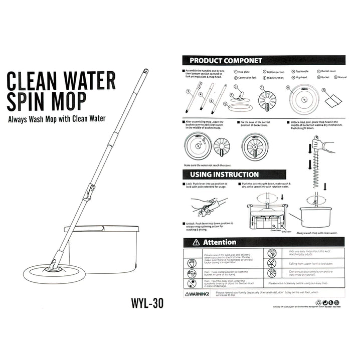 Pet Clean Water Spin Mop