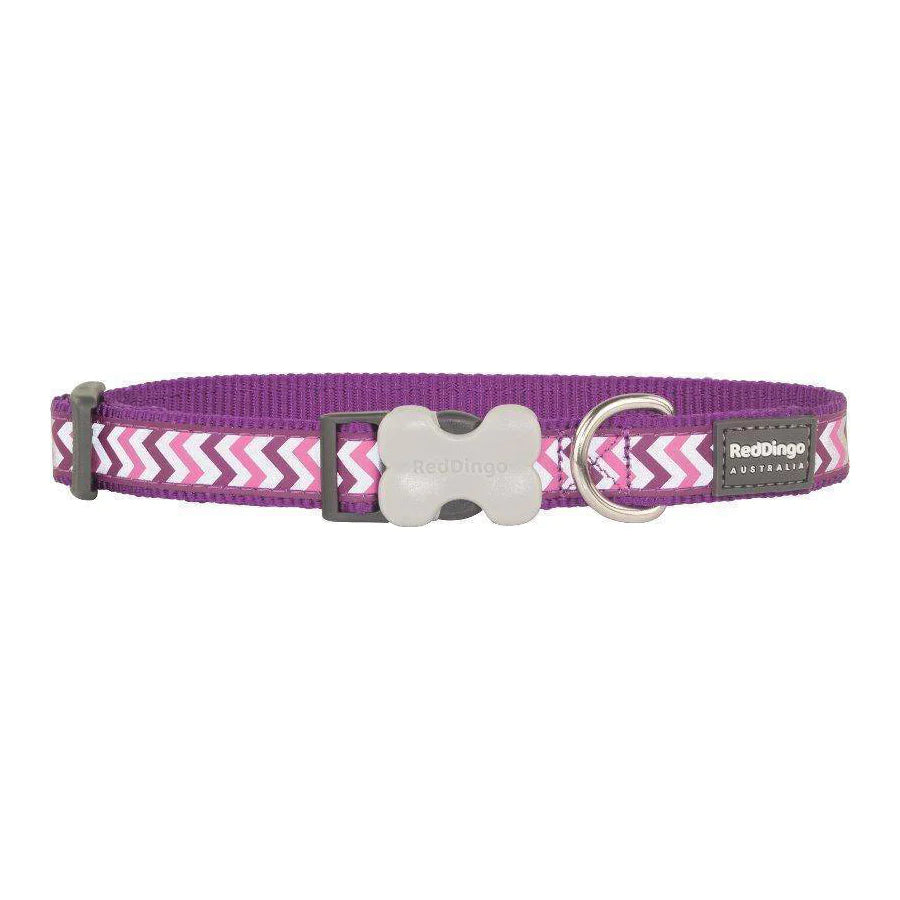 Red Dingo Dog Collar - Reflective Ziggy Purple 15mm