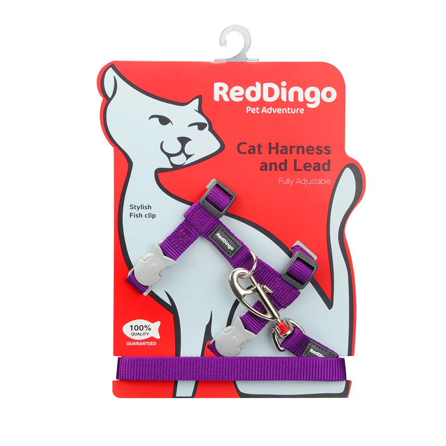 Red Dingo Cat Harness And Lead Combo - Classic Purple