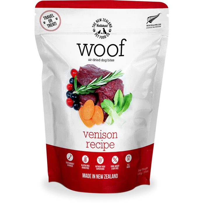 Woof Air-Dried Venison Dog Treats 100g X4