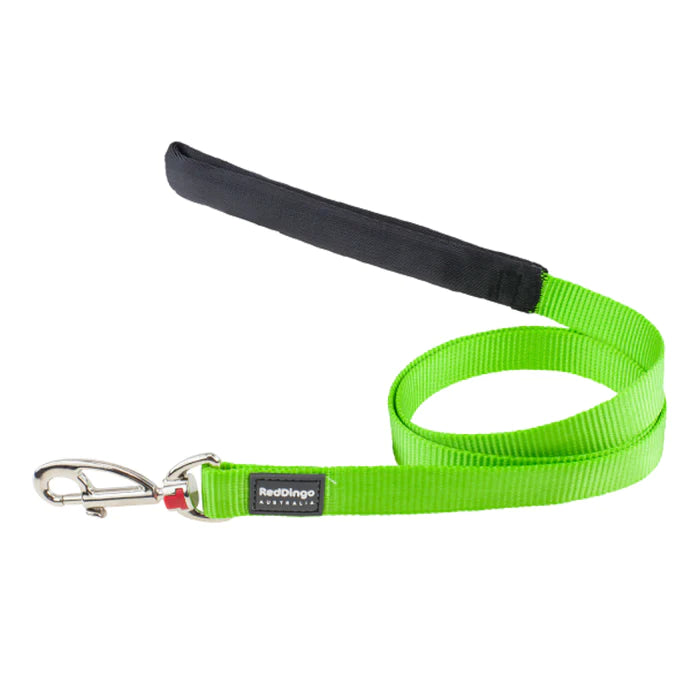 Red Dingo Dog Fixed Lead Plain - Classic Lime Green Large (1.2m)