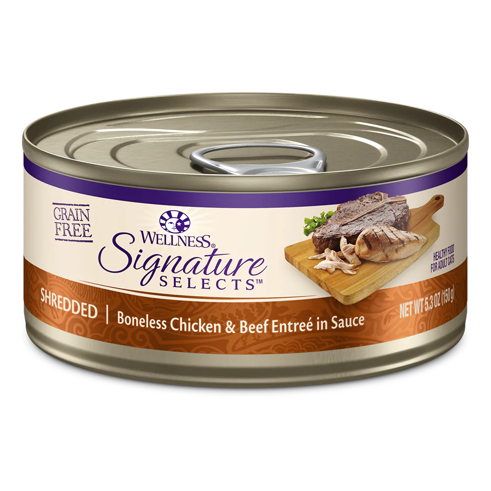 Wellness Cat Core Grain-Free Signature Selects Shredded Boneless Chicken & Beef Entree in Sauce 5.3oz