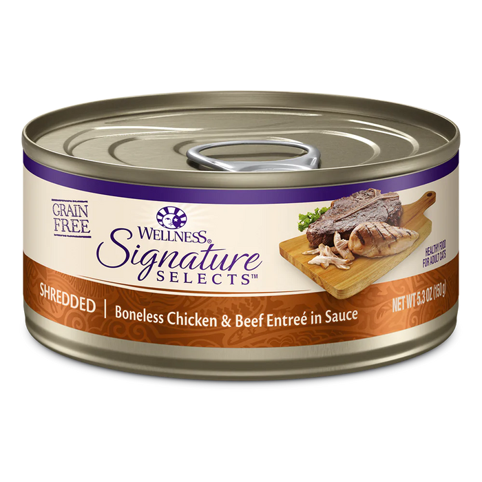 Wellness Cat Core Grain-Free Signature Selects Shredded Boneless Chicken & Beef Entree in Sauce 5.3oz