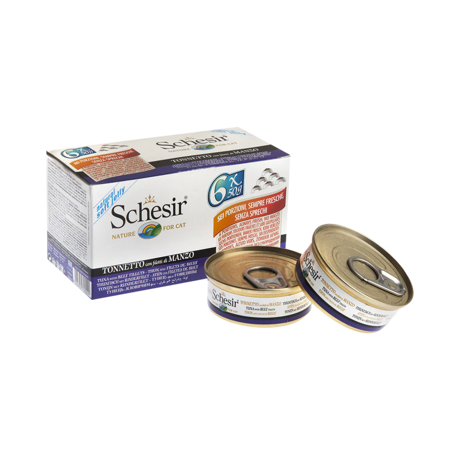 Schesir Nature Tuna with Beef Fillets for Cats 50g X6