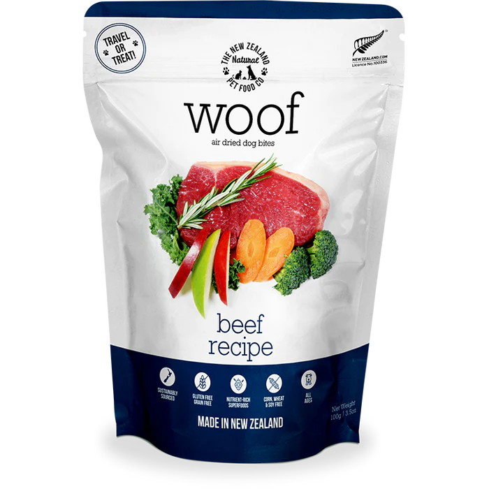 Woof Air-Dried Beef Dog Treats 100g X4