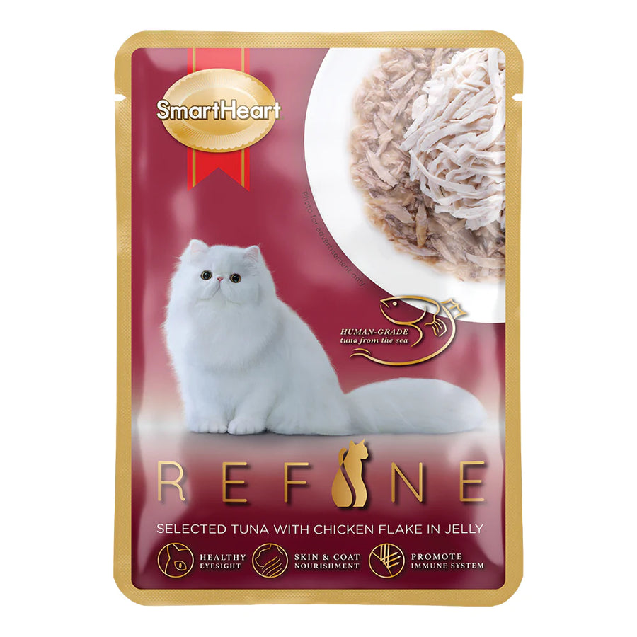 SmartHeart Cat Pouch Refine Selected Tuna with Chicken Flake in Jelly 70g X24