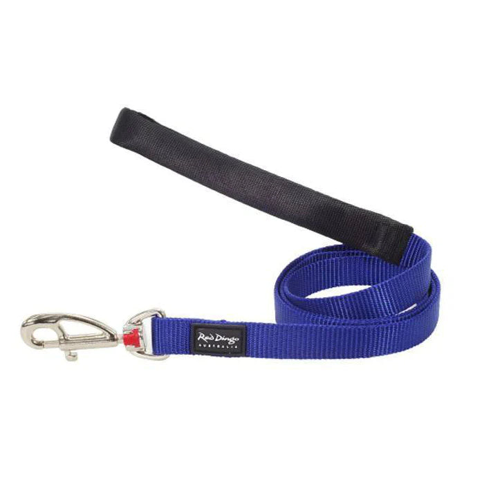 Red Dingo Dog Fixed Lead Plain - Classic Dark Blue 20mm (1.2m)