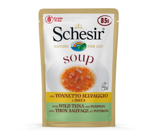 Schesir Soup With Wild Tuna & Pumpkin Grain-Free Pouch Cat Food 85g X10