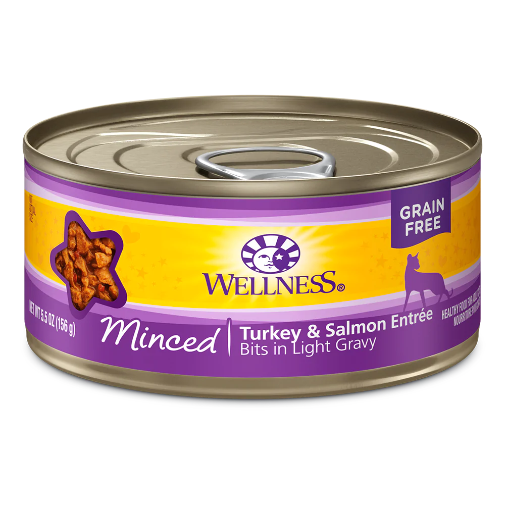 Wellness Cat Grain Free Minced Turkey & Salmon Entree 5.5oz