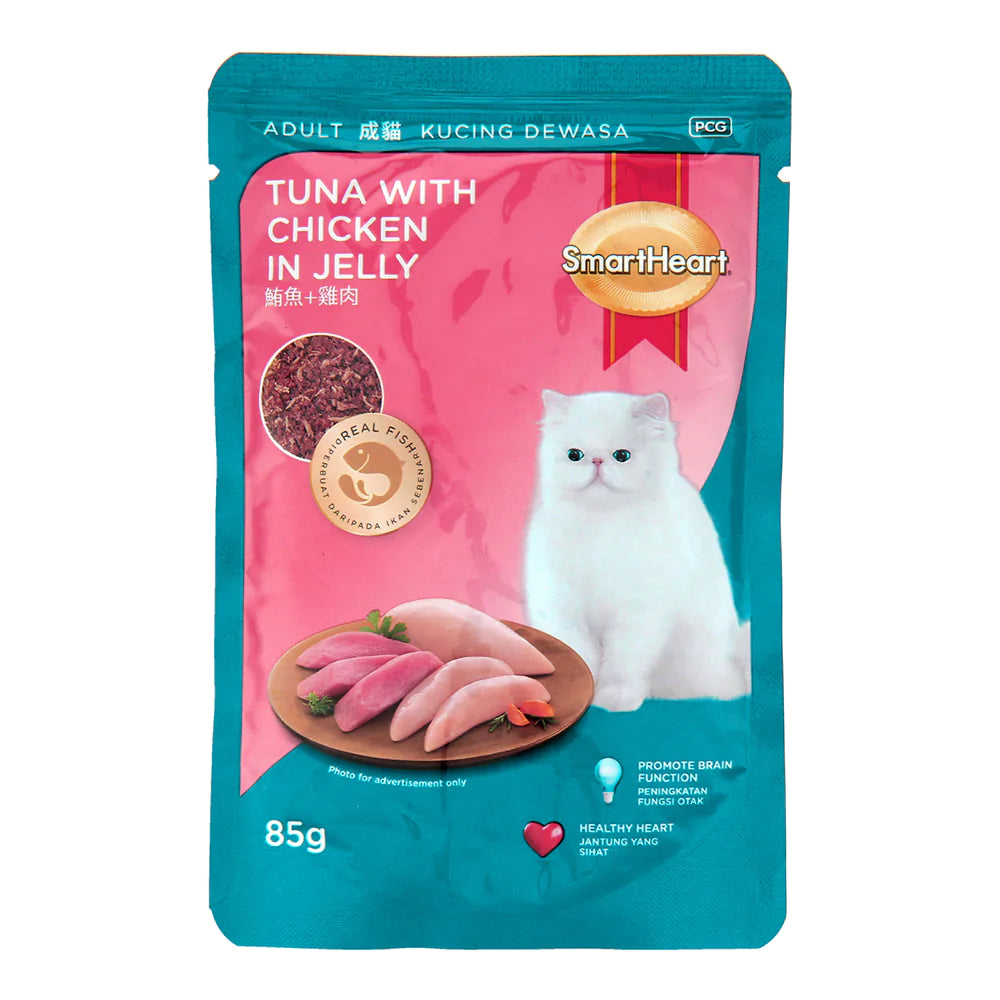 SmartHeart Cat Pouch Tuna with Chicken in Jelly 85g X24