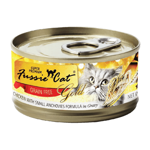 Fussie Cat GOLD LABEL Chicken with Small Anchovies Formula in Gravy 80g X24