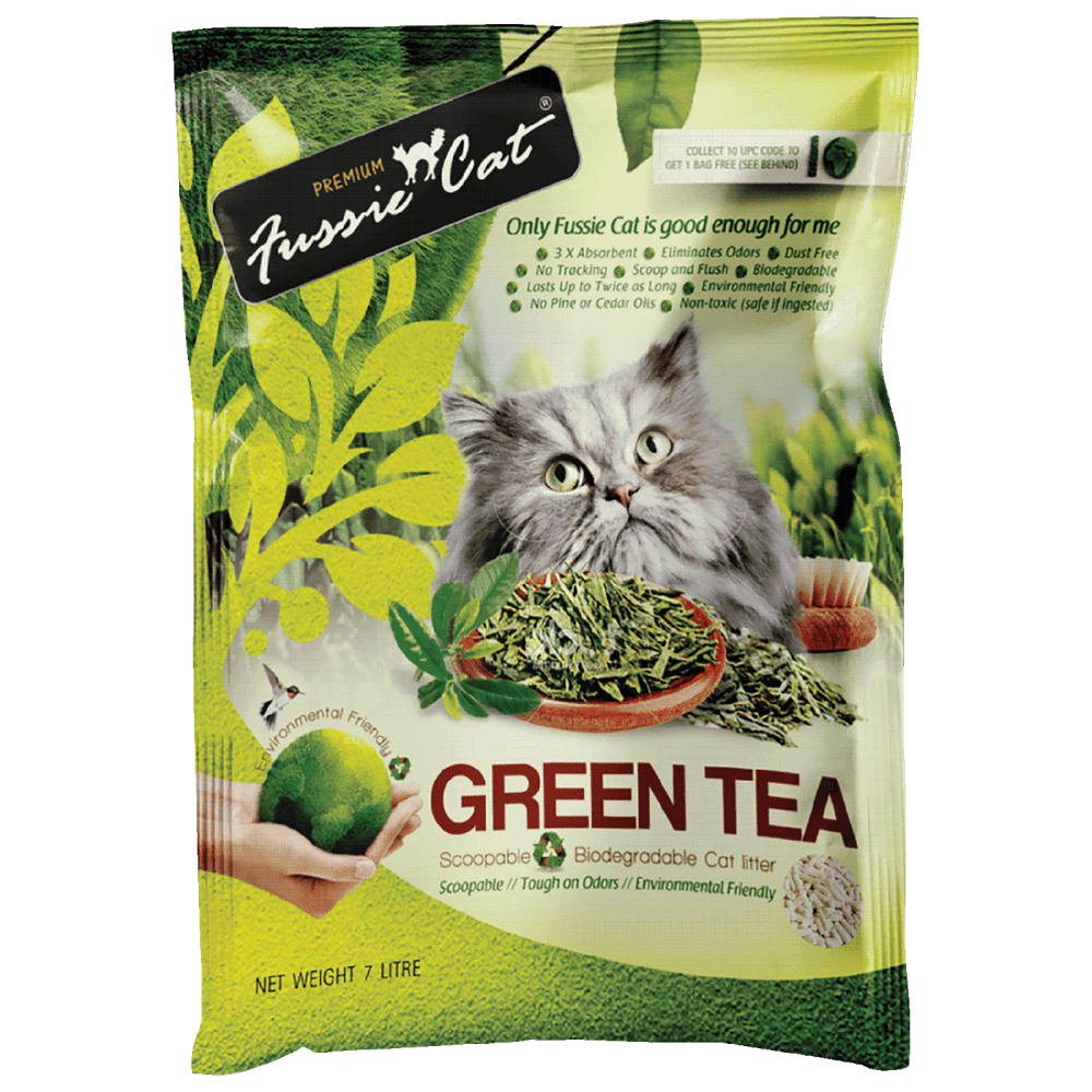 Fussie Cat Natural Paper GREEN TEA Litter 7L X7