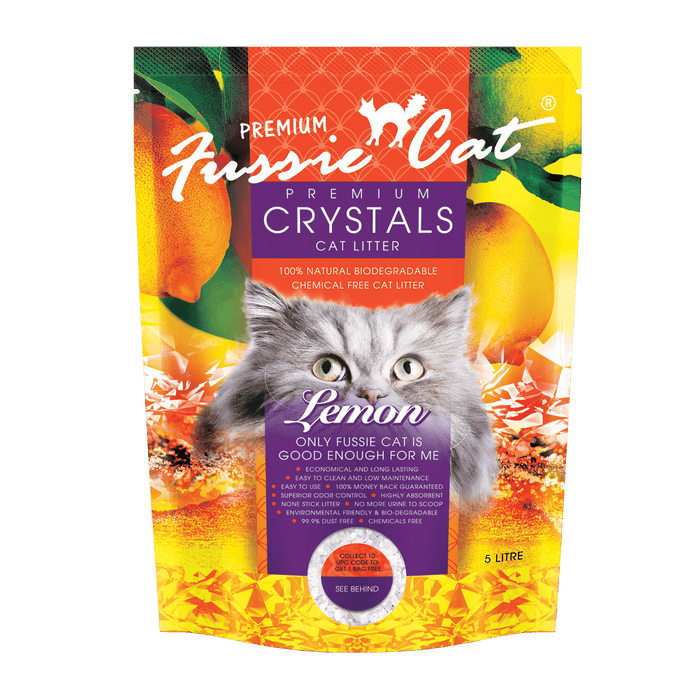 Fussie Cat Premium Crystals LEMON Litter 5L X4