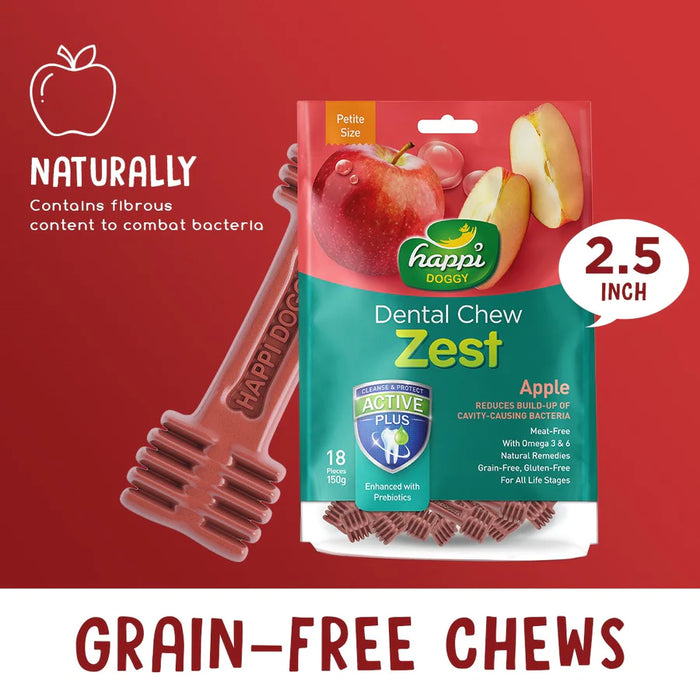 Happi Doggy Zest Apple 4 Inch Dental Dog Chew 25g X 50 Pcs