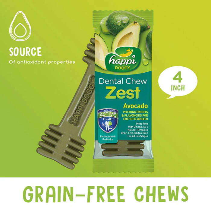 Happi Doggy Zest Avocado 4 Inch Dental Dog Chew 25g X 50 Pcs