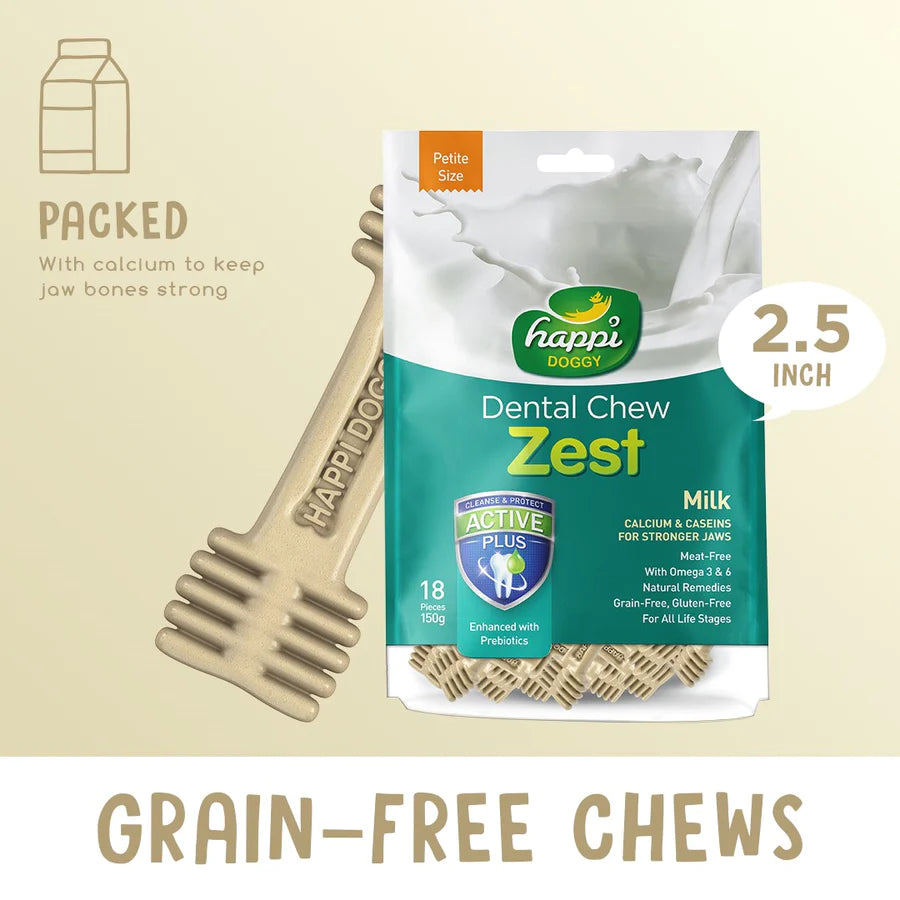 Happi Doggy Zest Milk Dental Dog Chew 150g