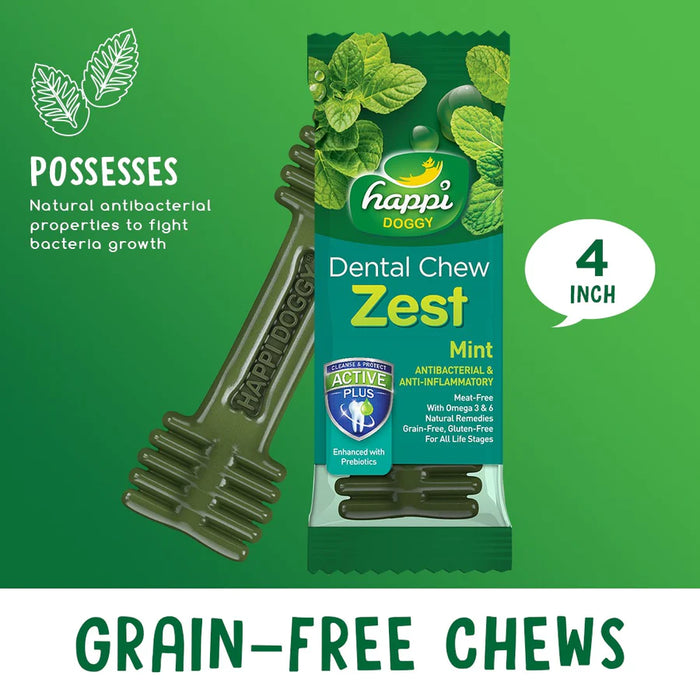 Happi Doggy Zest Mint 4 Inch Dental Dog Chew 25g X 50 Pcs
