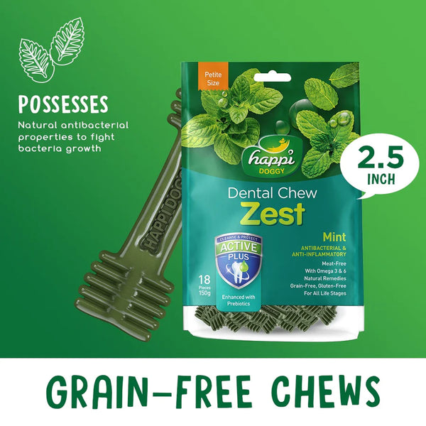 Happi Doggy Zest Mint Dental Dog Chew 150g