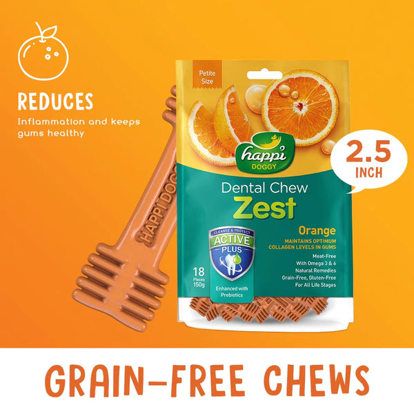 Happi Doggy Zest Orange Dental Dog Chew 150g