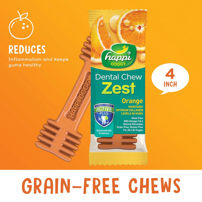 Happi Doggy Zest Orange 4 Inch Dental Dog Chew 25g X 50 Pcs
