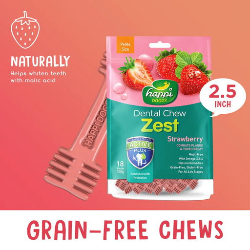 Happi Doggy Zest Strawberry Dental Dog Chew 150g