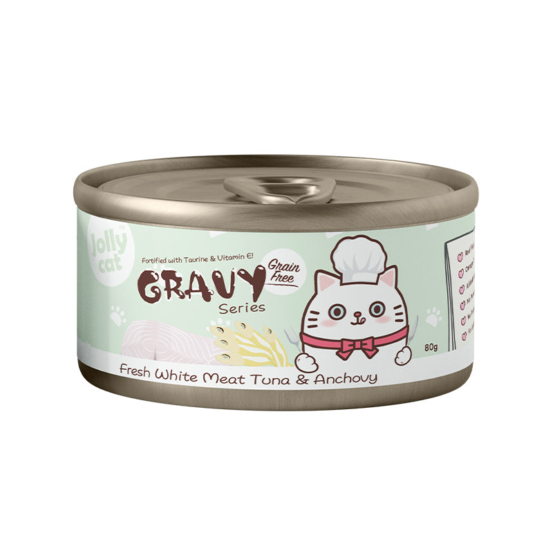 JollyCat Fresh White Meat Tuna & Anchovy in Gravy 80g X24