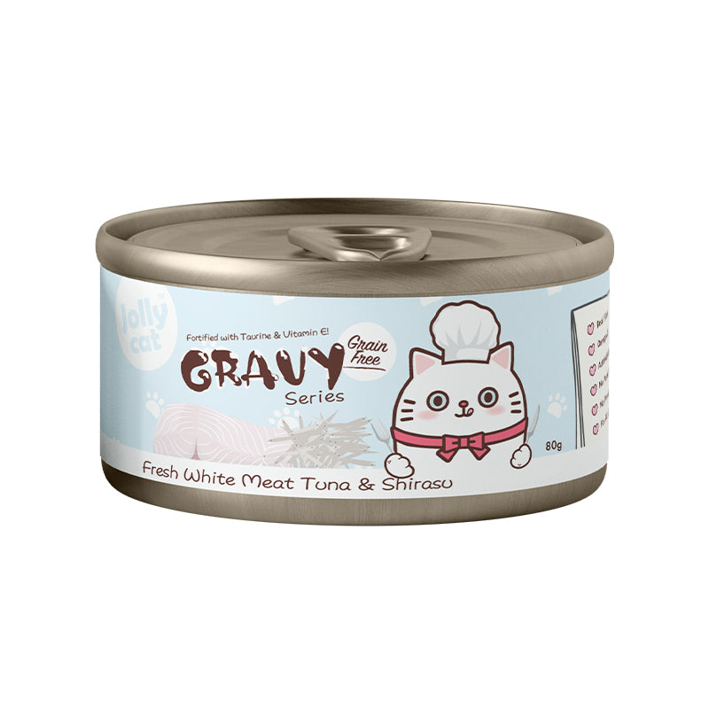 JollyCat Fresh White Meat Tuna & Shirasu in Gravy 80g X24