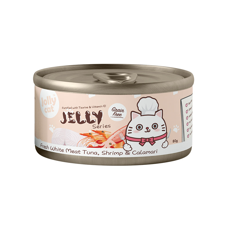 JollyCat Fresh White Meat Tuna, Shrimp & Calamari in Gravy 80g X24
