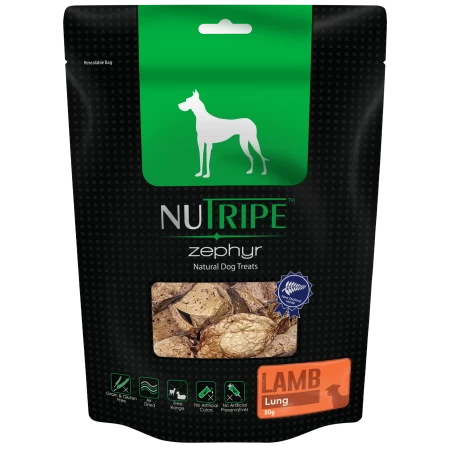 Nutripe Zephyr Air Dried Lamb Lung Dog Treats 80g