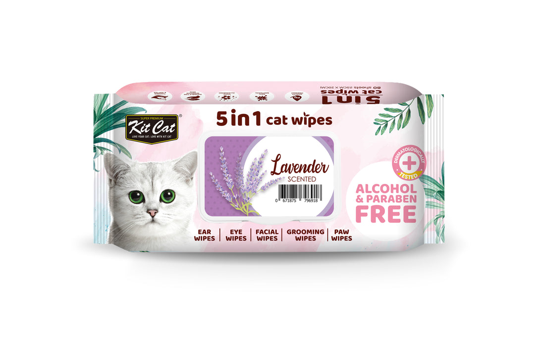 KitCat 5-in-1 Wipes 80 Wipes Lavender