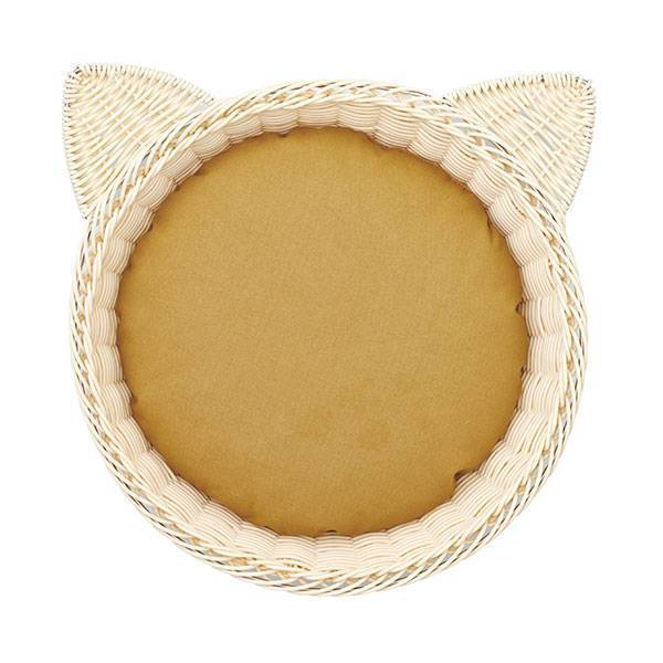Marukan Pot Shaped Rattan Bed For Cats - Beige