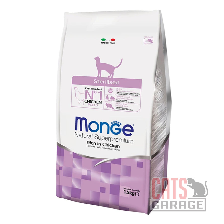 Monge Natural Superpremium Sterilised Adult Cat Dry Food (2 Sizes)