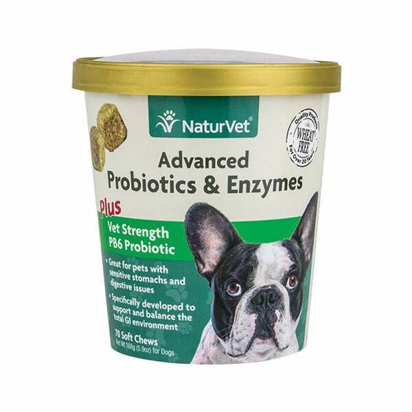 NaturVet Advanced Probiotics & Enzymes Soft Chews Dog Supplement 70 count