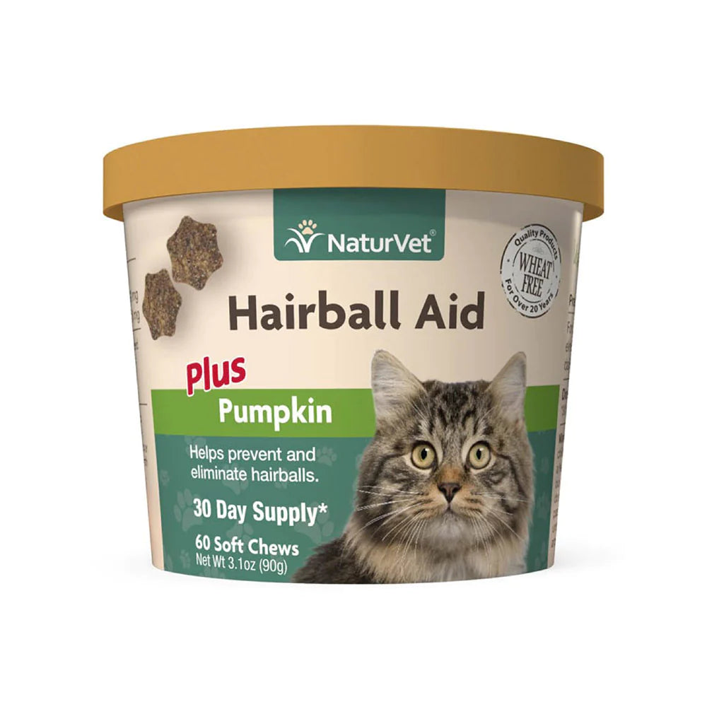 Naturvet Cat Hairball Aid Plus Pumpkin 60 count