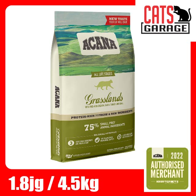 ACANA Grasslands Cat Dry Food 1.8kg / 4.5kg | High Protein Cat Kibble | Regional Recipe