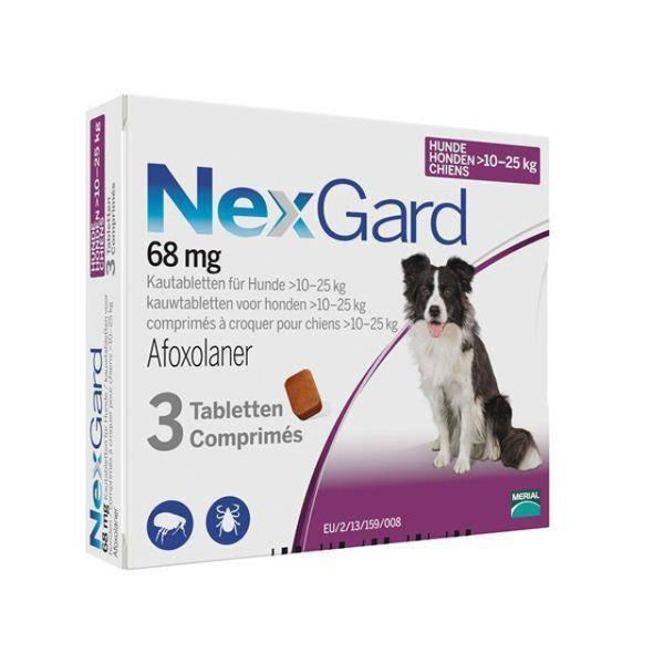 NexGard Chews For Dogs 10-25kg 3 Pcs