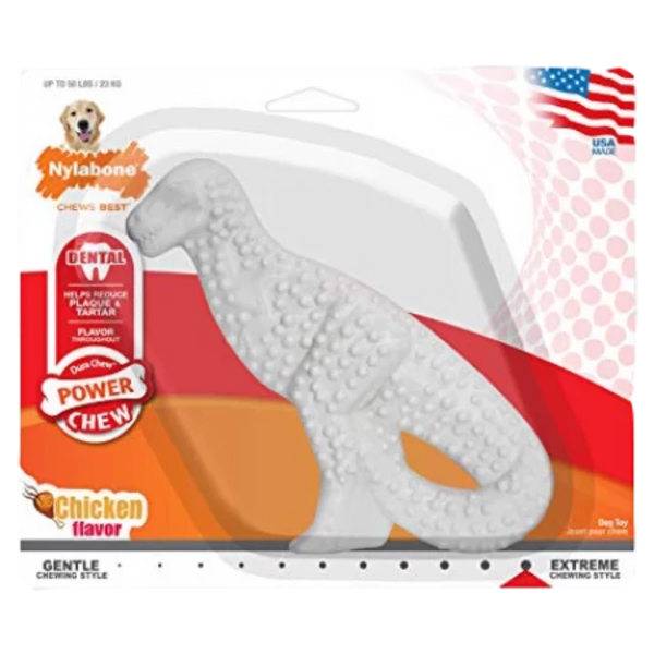 Nylabone Dura Chew Power Chew Dental Dinosaur Chicken Flavor Regular