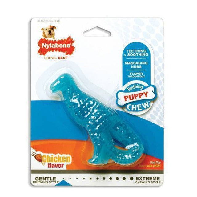 Nylabone Teething Puppy Chew Dental Dinosaur Chicken Flavor