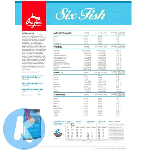 Orijen Six Fish Cat Dry Food (2 Sizes)