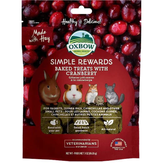 Oxbow Simple Rewards Baked Treats With Cranberry For Small Animals 85g
