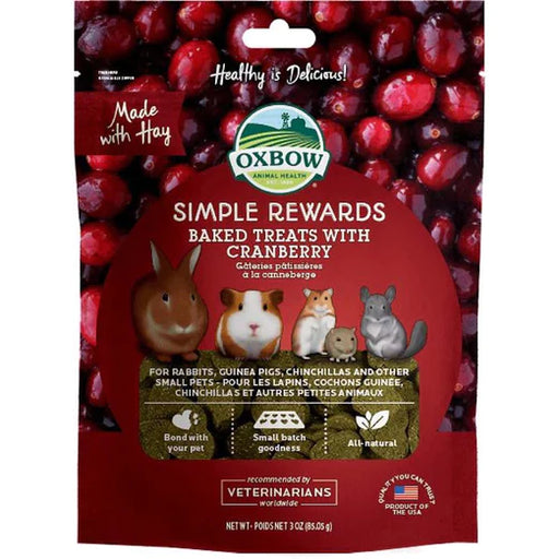Oxbow Simple Rewards Baked Treats With Cranberry For Small Animals 85g