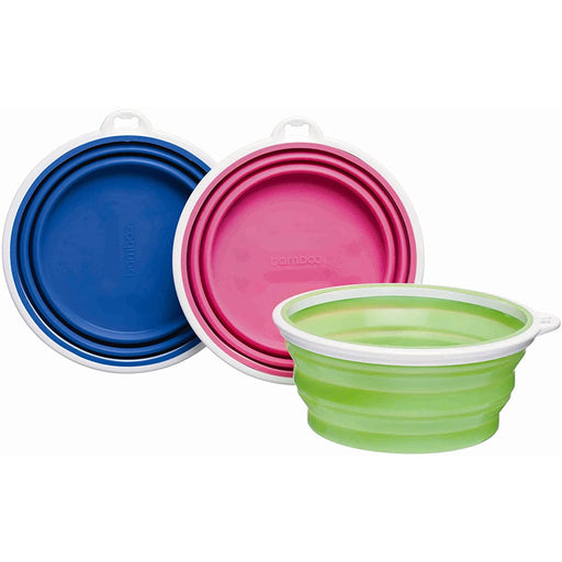 Petmate Bamboo Silicone Pop-Up Travel Bowl