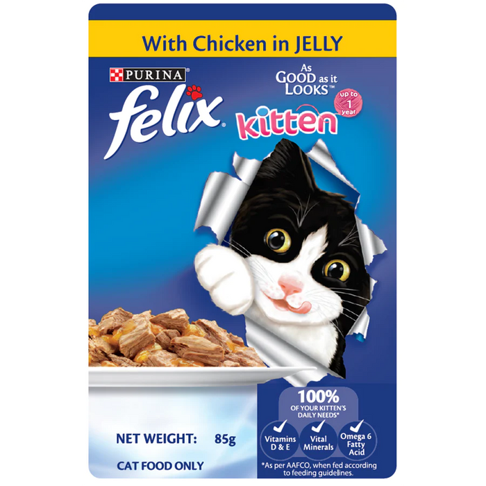 Purina Felix Kitten Chicken in Jelly 85g X24