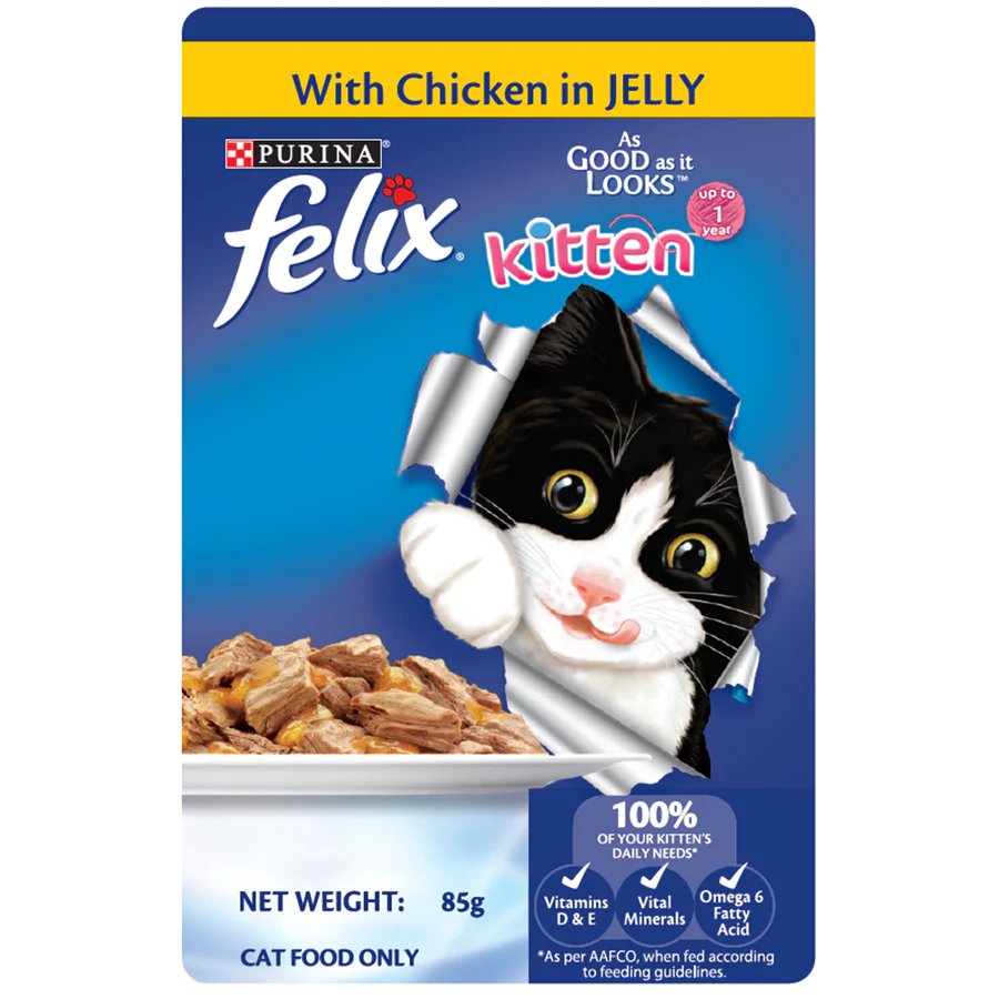 Purina Felix Kitten Chicken in Jelly 85g X24