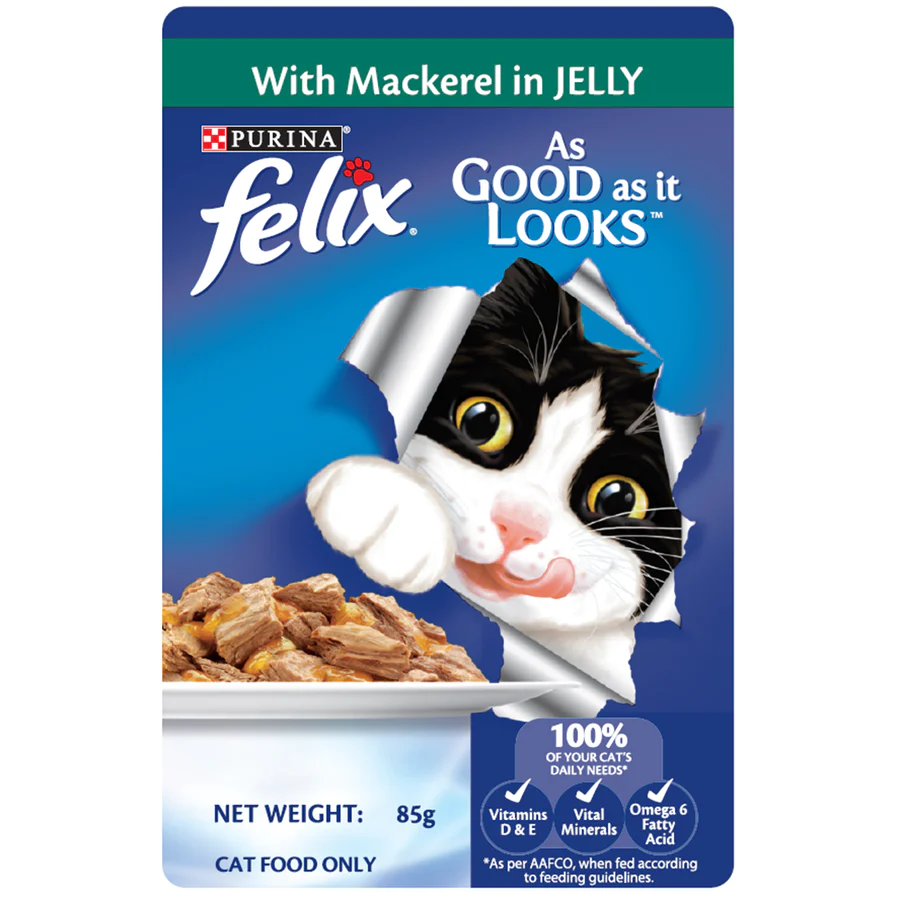 Purina Felix Adult Mackerel in Jelly 85g X24