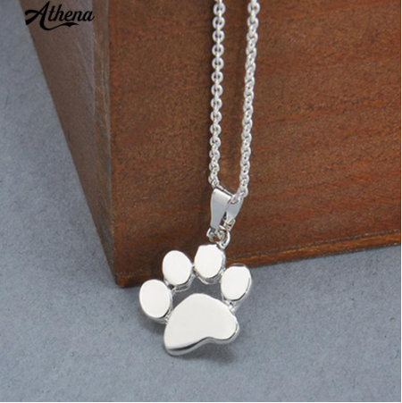 Women's Lovely Paw Pendant Chain Charm Necklace - SILVER