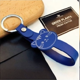 Cat PU Leather Key Rope Keychain Lanyard - ROYAL BLUE