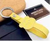 Cat PU Leather Key Rope Keychain Lanyard - YELLOW