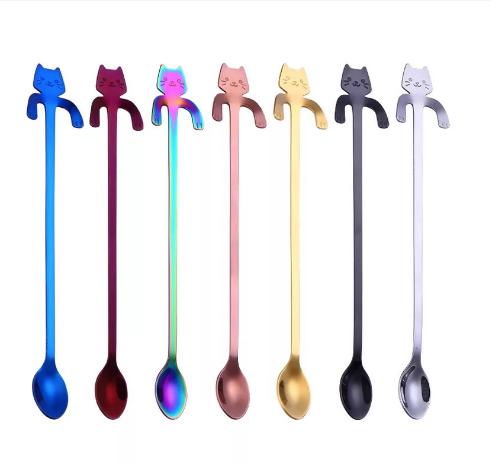 Stainless Steel Cat Long Stirring Spoon