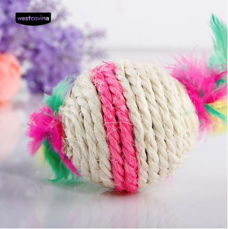 Feather Sisal Ball Durable Chew Biting Scratch Playing Toy